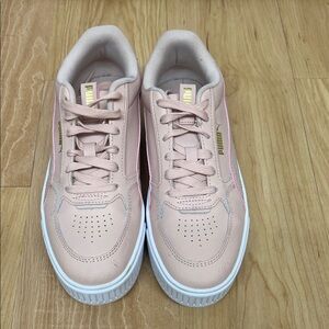 Puma Blush Pink Low-Top Sneakers with Gold Accents
